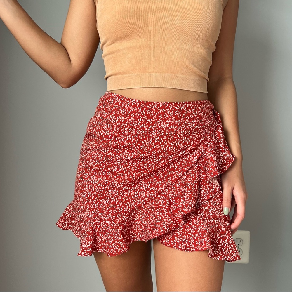 Floral Wrap Mini Skirt!